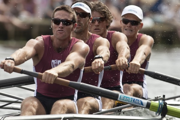 New Zealand�s lightweight four scared the Italian heavyweights into a costly error and will start in the final of the Stewards Challenge Cup (from left, Richard Beaumont, Todd Petherick, Graham Oberlin-Brown and James Lassche)